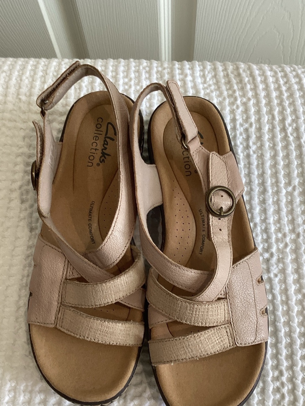 Clarks Pale Pink Leather Slingback Sandals
